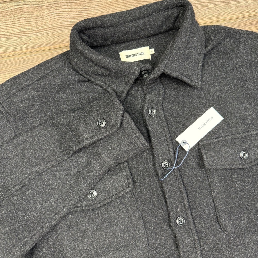 Taylor Stitch Mens Size 42 LARGE Maritime Shirt Jacket Charcoal Wool Heather NWT
